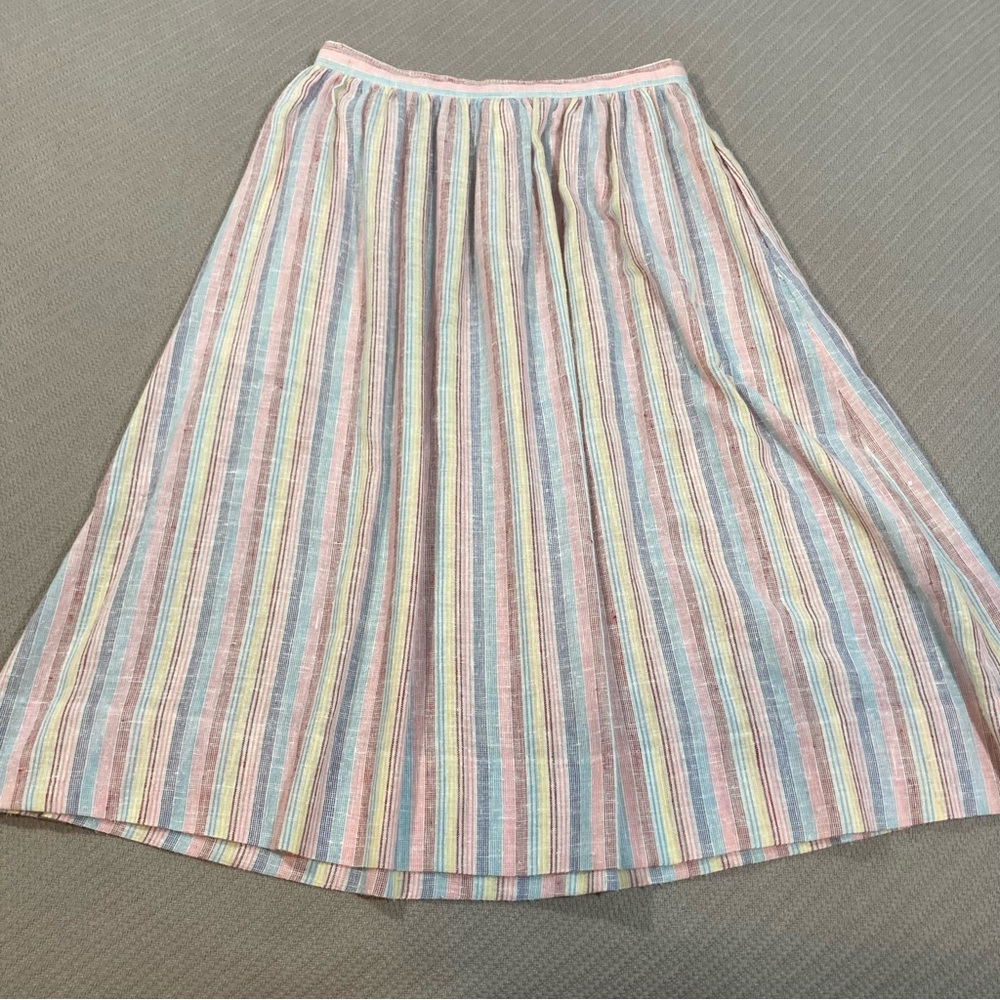 Vintage Verasport A Line Skirt Pockets Pastel Striped